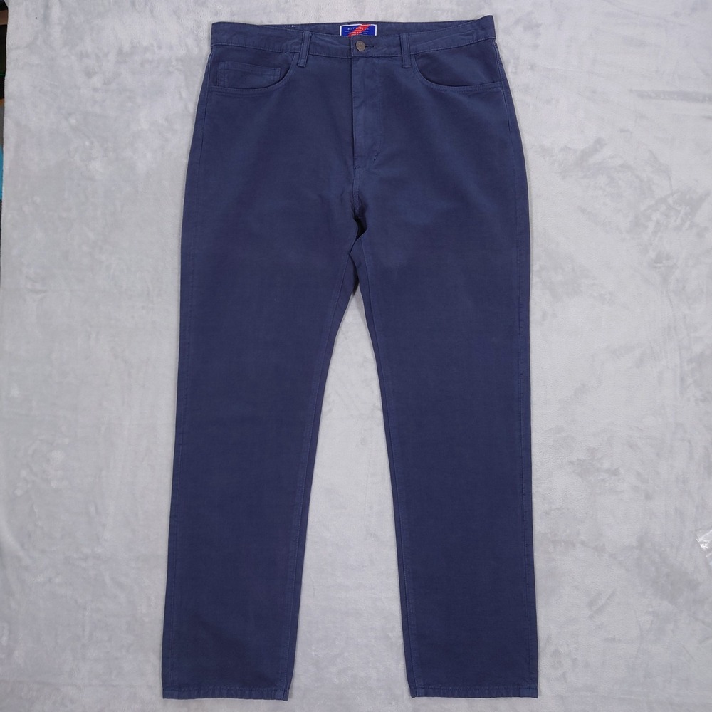 Best Made Co Pants Men 34x32* Standard 5 Pocket Jean Cut Linen Cotton Blend Blue